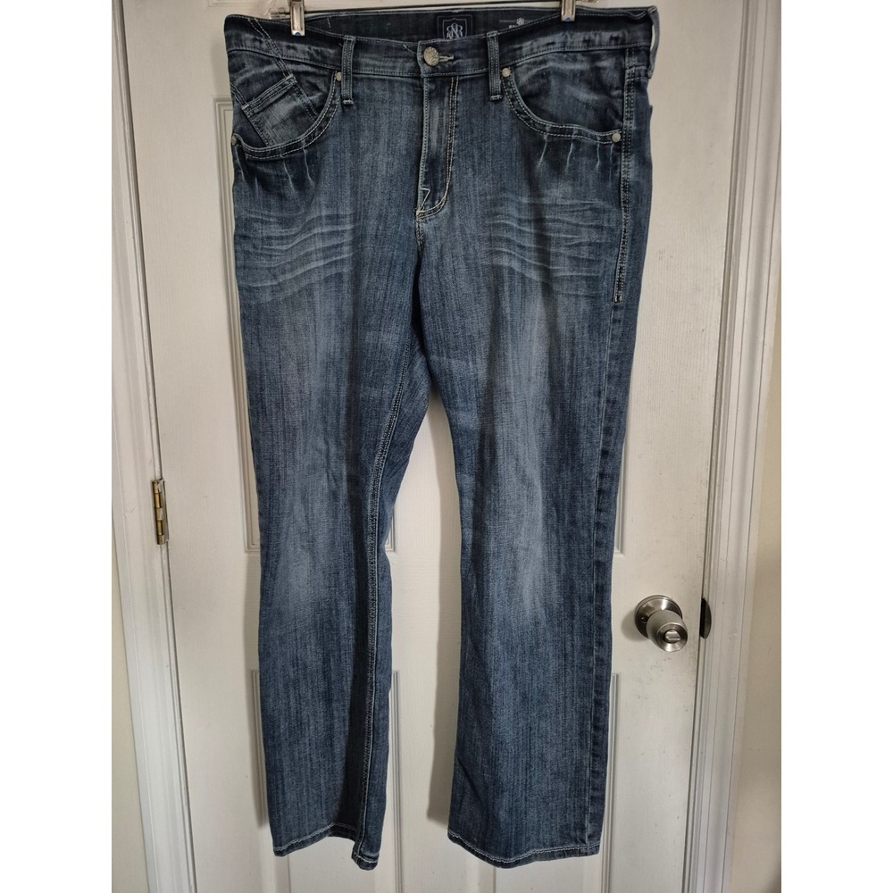 Rock & Republic Relaxed Straight Jeans Mens 36x34 Medium Wash Denim R510535